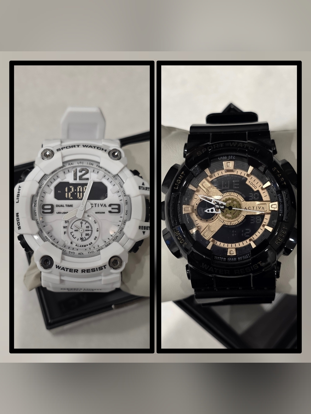 Pair of men's Invicta Activa watches
Black and white men's watches
Sold as a set